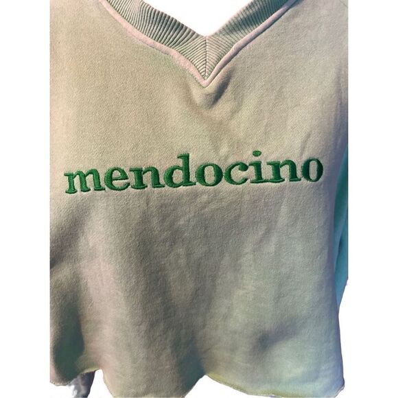 Mendocino The Shirt Company Lime Green Long Sleeve V-Neck Raw Hem Sweatshirt Siz - Picture 6 of 7